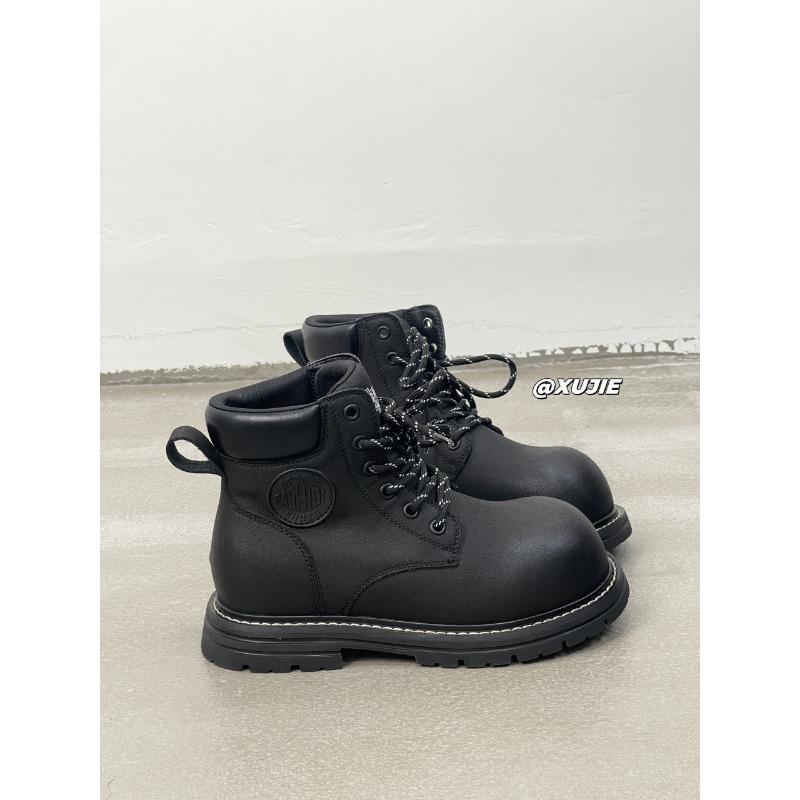 

Leather thick-soled Martin boots women s new retro versatile and thin short rhubarb boots fashionable short boots 40 чорний