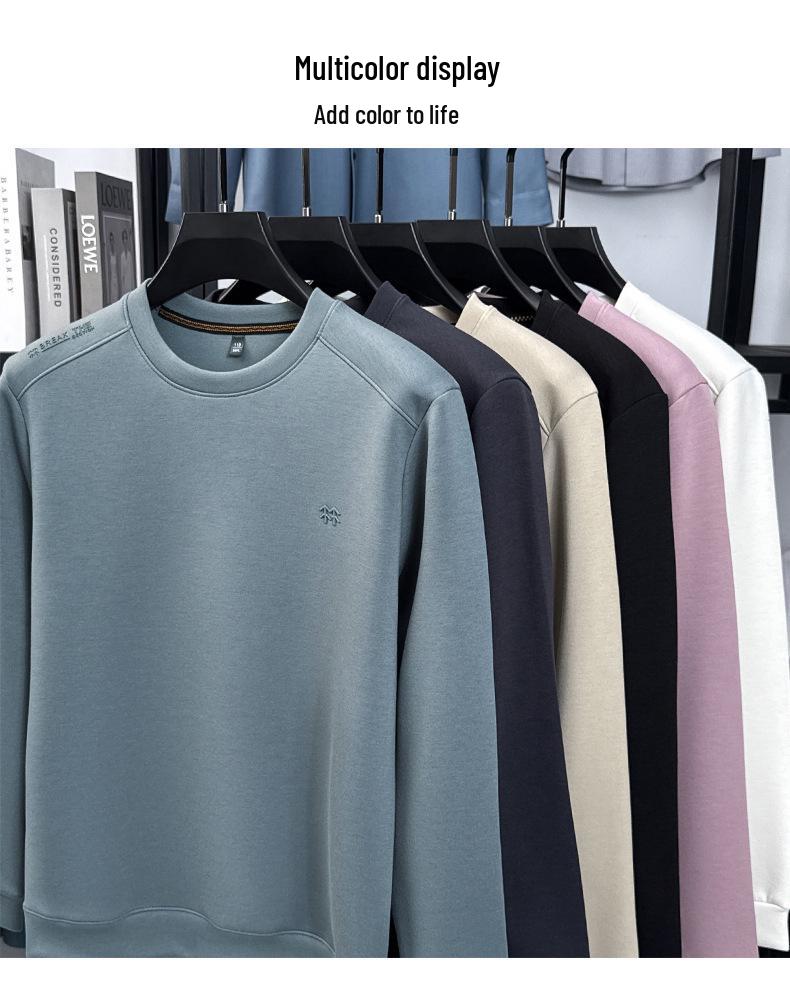 Men's 370g Heavyweight Thickened Round Neck Autumn Hoodie 2025 – Mature Fashionable Casual Layer