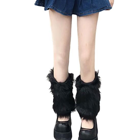 Fuzzy Leg Warmers Women Knee Length Faux Fur Leg Warmers Winter Long Boots Shoes Cuff Cover for Girls Street Party Daily Wear