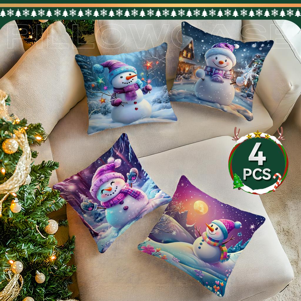 Weihnachts niedlicher Schneemann Kissenbezug Schlafzimmer Sofa Kissenbezug 100% Polyester Wohnzimmer Kissen Kissenbezug Heimdekoration