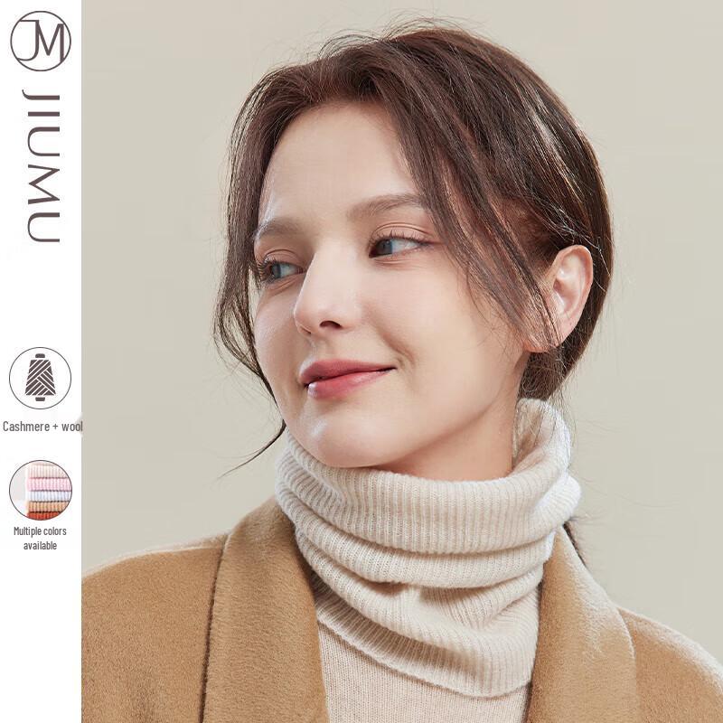 JIUMU Women's Wool-Cashmere Blend Neck Warmer Scarf
