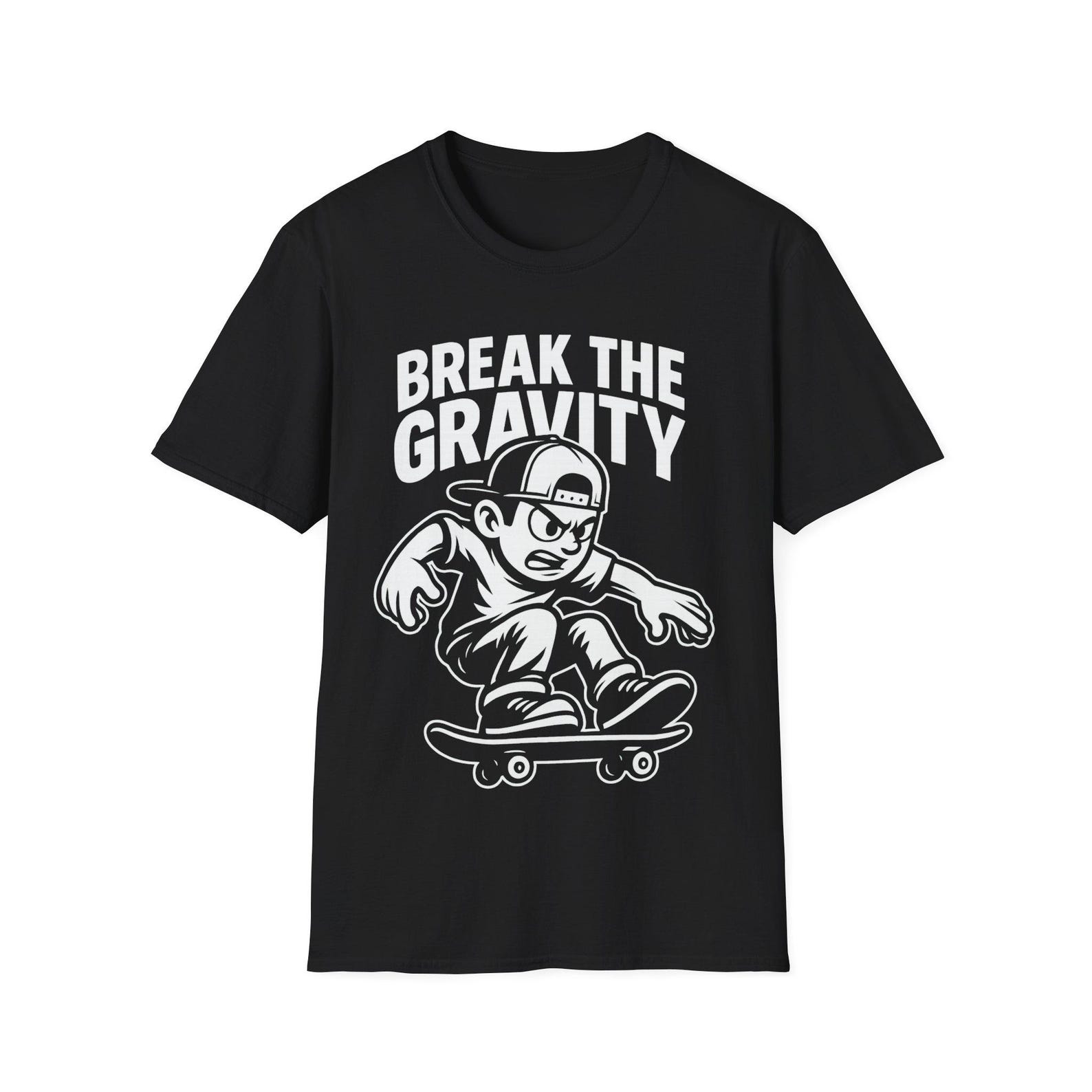 Break the Gravity Skateboarder T-Shirt | Retro Skate Graphic Tee S