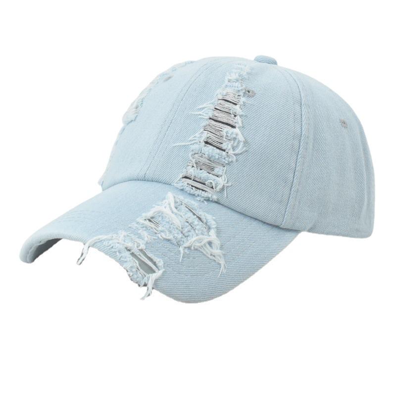 Women's Washed Denim Ripped Baseball Cap for Sun Protection
