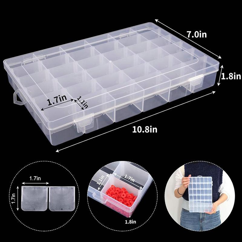 36 Grids Clear Plastic Organizer Box with Adjustable Compartment Dividers Collection Box for Bead Nails Jewelry Art DIY Crafts