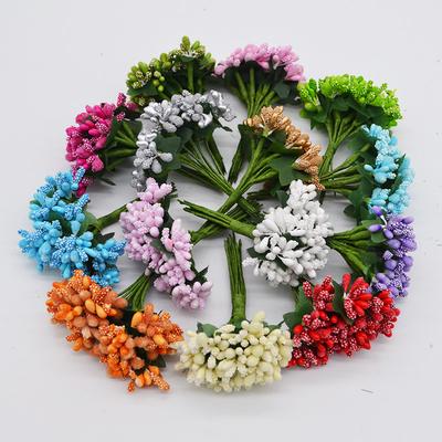 24 Stück/Los Maulbeerblütenstaub Künstliche Blumen Staubfäden / DIY Stempel für Blütenköpfe Hochzeitsfeier Scrapbooking Basteldekoration