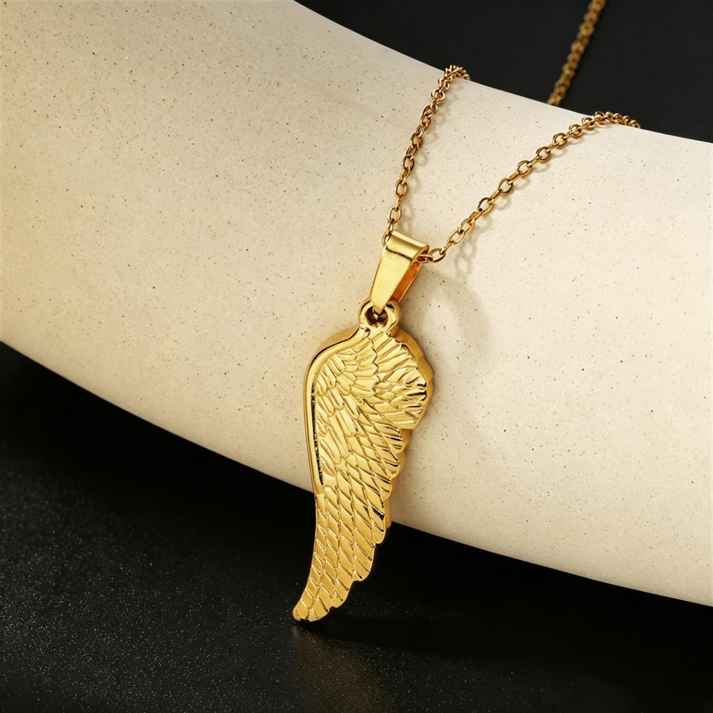 Atoztide Fashion Rose Angle Pendant Necklace for Women Stainless Steel Jewelry Elegant Gold Color Choker Chain Birthday Gift