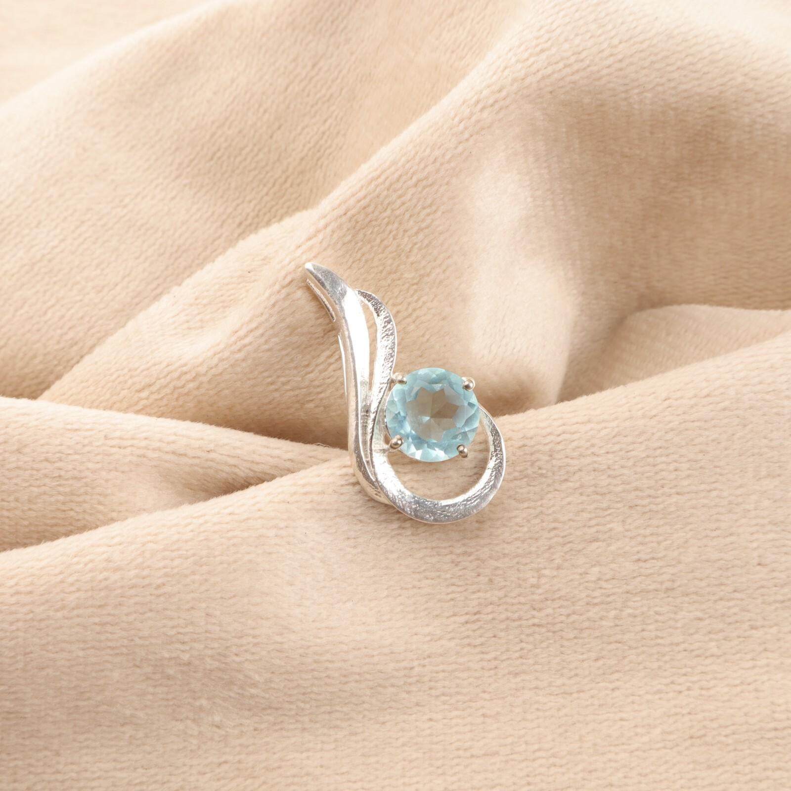 

Натуральный Голубой Топаз Драгоценный Камень 925 Стерлинговое Серебро Ювелирные Изделия Дизайнерский Кулон 1 CP-24-7