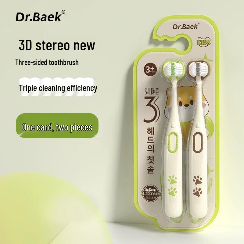 Popular Kids' Soft Bristle Three-Sided Toothbrush, Ages 3-12, Adorable Cartoon Giraffe Design