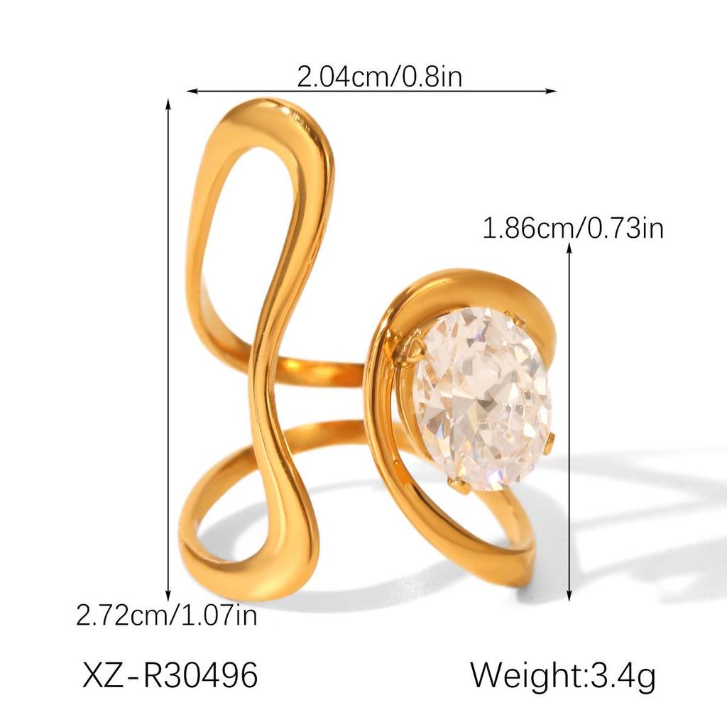 High-End Zircon Stainless Steel Ring Set for Women - Durable & Stylish Titanium Design