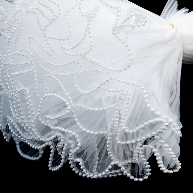 4,37 Yard Blumenverpackungs-Netzgarn, Perlenrand-Blumenstrauß, Blumenverpackungspapier, DIY weißes, faltiges, gewelltes Netzgarn für Hochzeit, Geburtstag