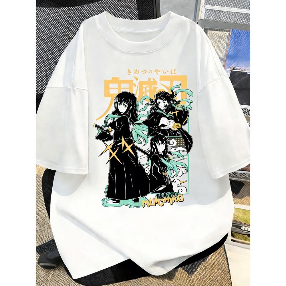 Summer Plus Size Demon Slayer Anime Printed Unisex Women Tshirt Casual Parent Child Top Fashion Harajuku Style Street Wear Y2K