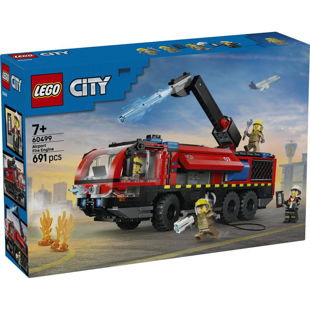 LEGO City Airport Fire Truck Playset 60499 Children's Toy Vehicle Car Minifigure Interior Stylish Gift for Boys and Girls 7-9 Years Old