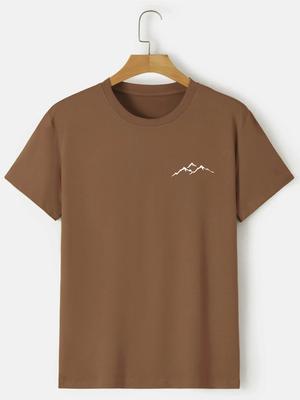 2024 New Mountain Unisex Casual Trendy Graphic Print Comfortable Crew Neck Short Sleeve T-shirts, Summer Oversized Loose Tees Unisex