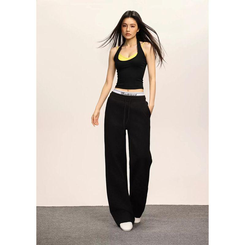 Shiyiyue Sweet and Spicy Color-Blocking Fake Two-Piece Vest for Women, Summer Slim-Fit Short Halter Neck Camisole Top