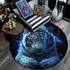 Electric Tiger Round Area Rug,Carpet Rug for Living Room Bedroom Sofa Playroom Decor,Non-slip Floor Mat