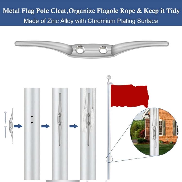 Komplettes Fahnenmast-Upgrade-Set 3 Zoll Goldene Kugel 2 Zoll Aluminium-Mastkopf mit Nylonrolle für müheloses Fahnenhissen