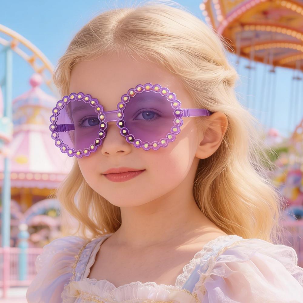 Kids Pearl Scallop Round Sunglasses Colorful Transparent Frame UV Protection Cute Shades For Girls Party KJ183