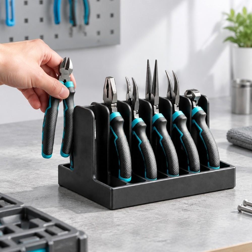 6 Slot Tool Storage Rack Plastic Hand Tool Holder Portable Desktop Tool Tray  For Screwdriver