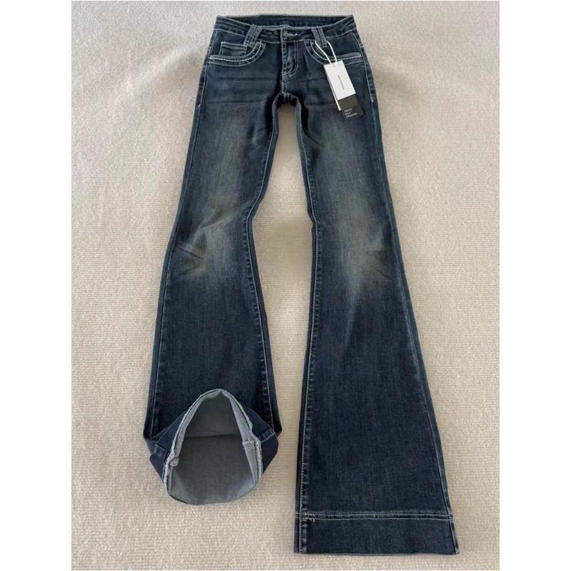 Damskor Retro Låg midja Smal passform Micro-flare Stretchjeans - Casual Golvlånga utsvängda byxor