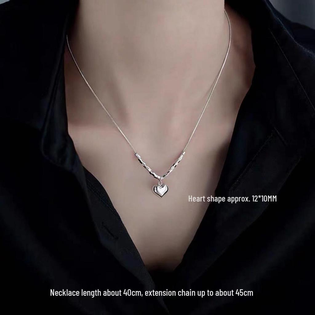 2023 New High-End 925 Sterling Silver Heart Necklace - Luxurious Clavicle Chain Design for Women
