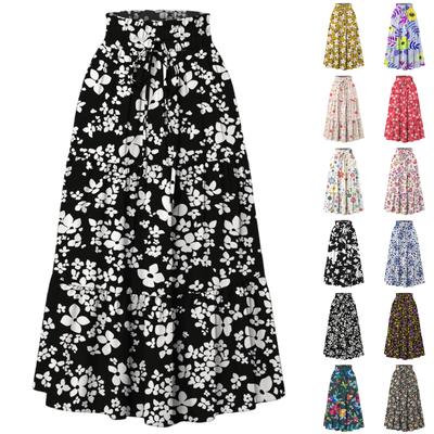 Women's Fashion Floral Floral Print Drawstring Elastic Waist Casual Loose Pocketless Half-body Skirt
