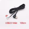 1Pcs USB Type C Micro  2/4 Pin Male / Female Wire Connector  Plug Socket DIY Repair Charging Power Supply Extension Cable Cords