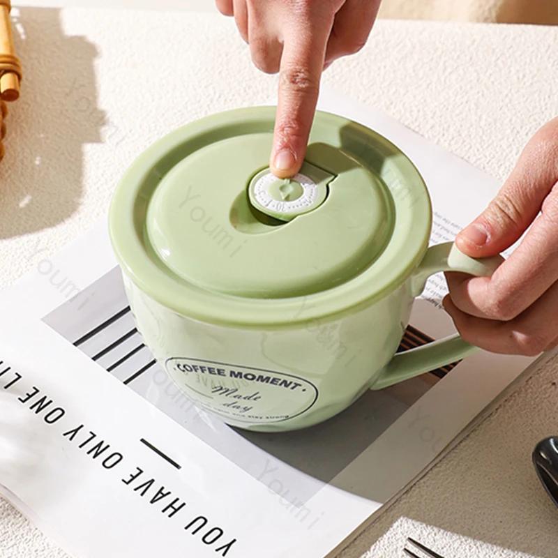 Creative Minimalist Ceramic Mugs with Lid Fashion Exquisite Household Breakfast Coffee Cups Holiday Gifts Couple Water Cup