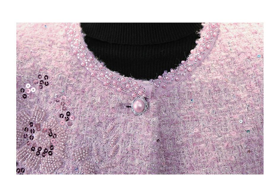 Petite Duftstil Frühling-Herbst Elegante Runde Hals-Strickjackenjacke