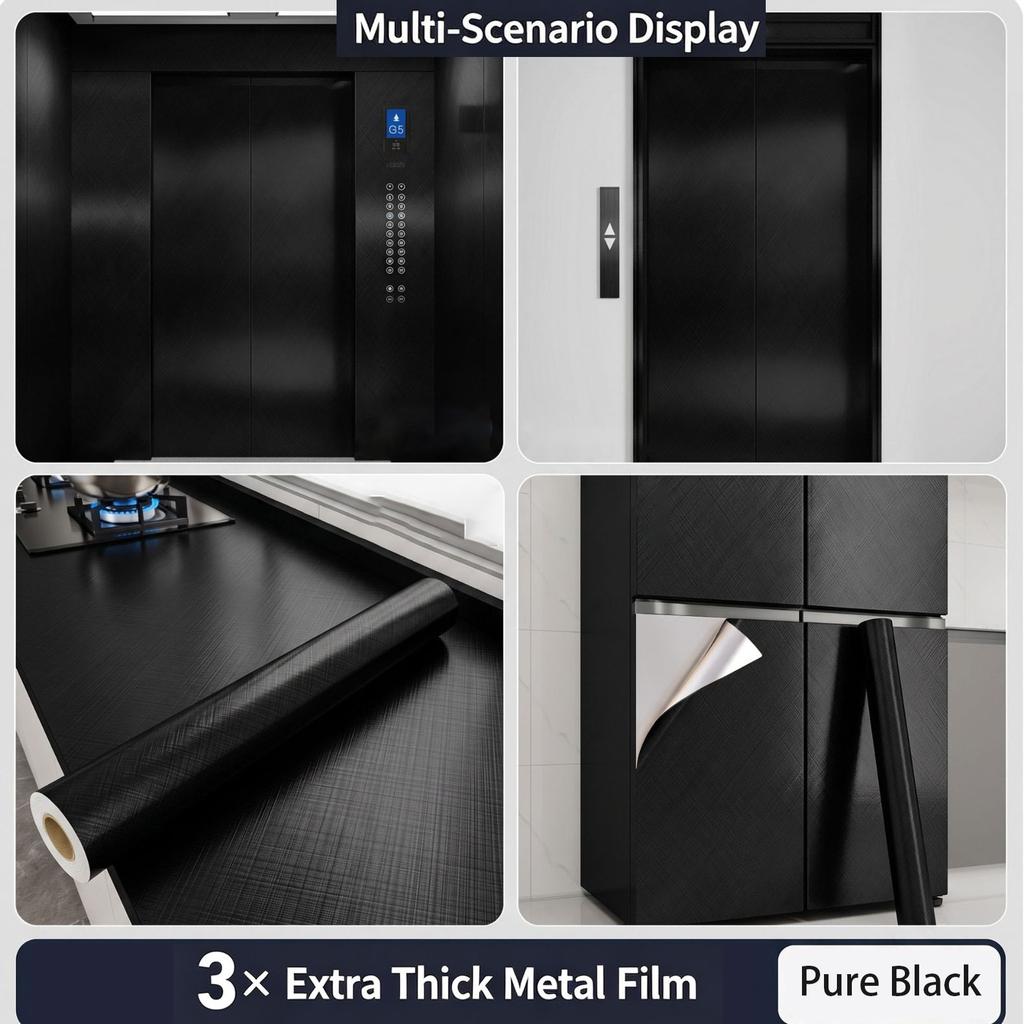 Selbstklebende gebürstete Edelstahl Kontaktpapier Metallische Folie Kühlschrank Aufzugstür Makeover Wasserdichter Aufkleber 0,16mm