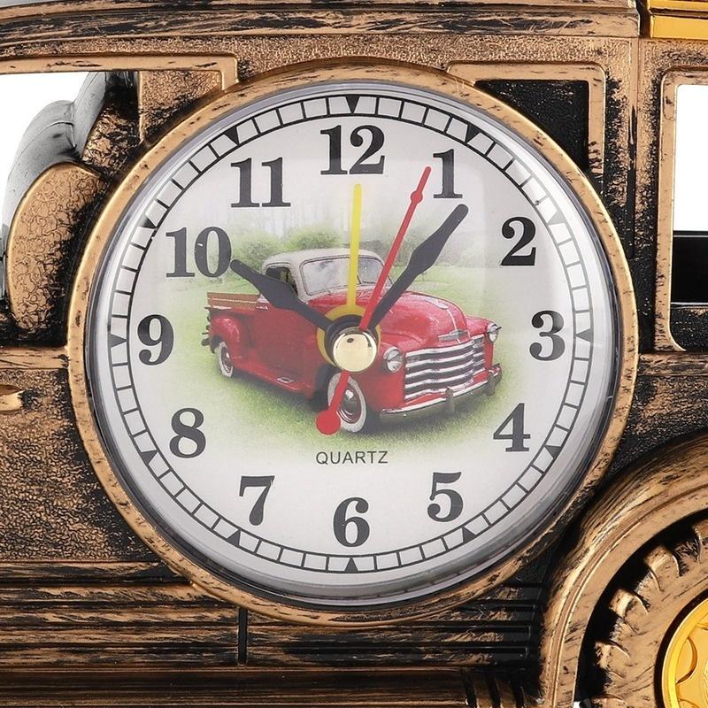 Soporte para bolígrafos multifunción Reloj despertador Coche clásico vintage Regalo para estudiantes Material escolar Organizador de escritorio Accesorios