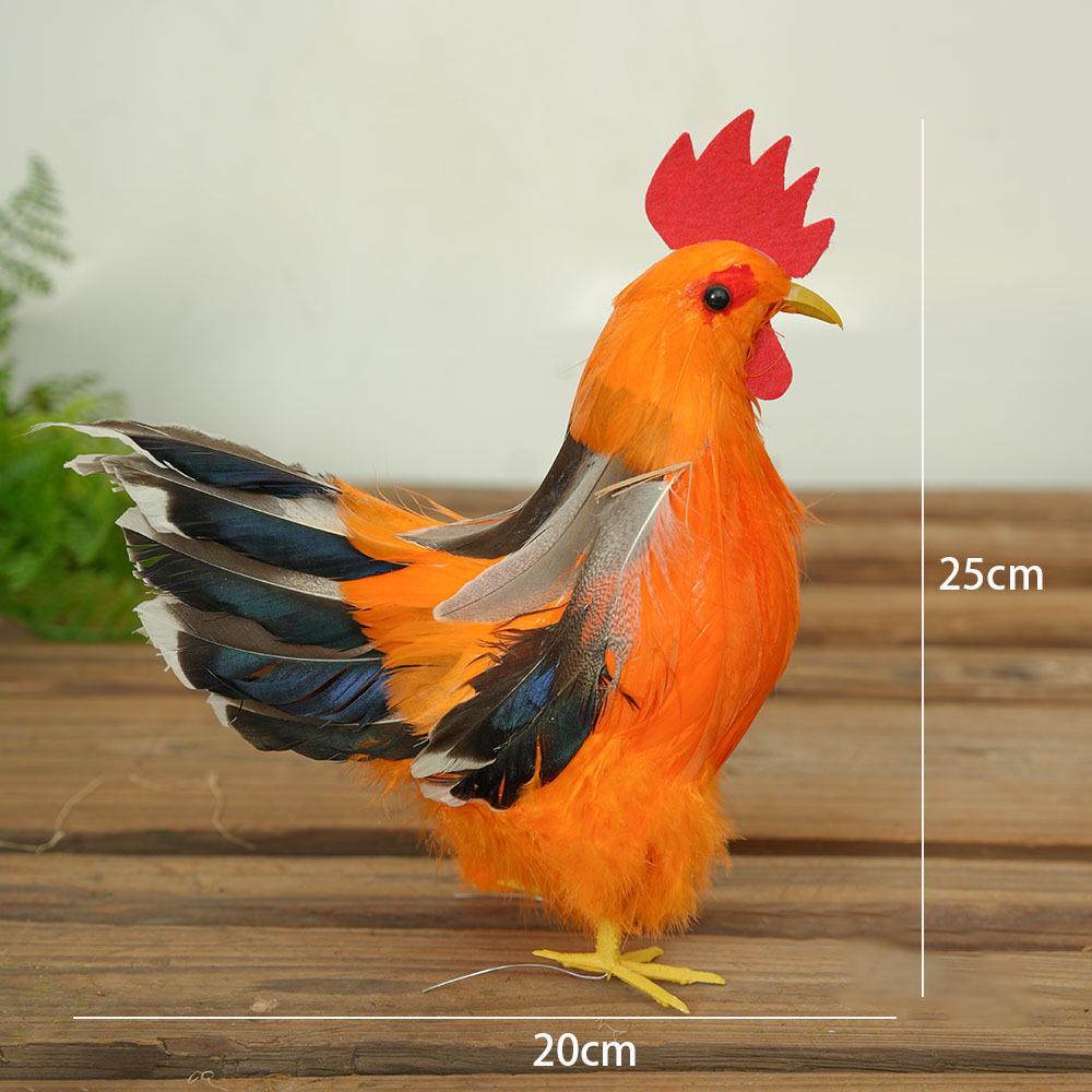 Porcelain Hen and Rooster Feather Ornament for Display and Photography Prop