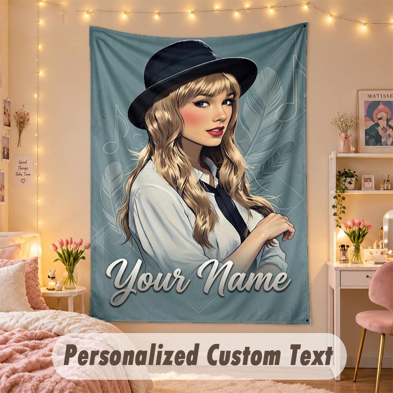 Custom Personalized Tapestry,Taylor Swift Print Custom Name Text Wall Art Hanging for Bedroom