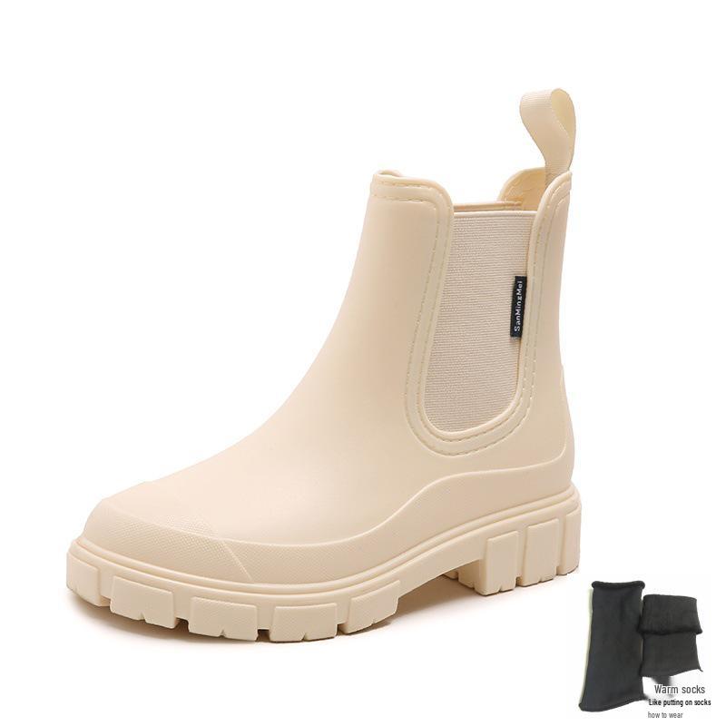 Women's Mid-Calf Chelsea Rain Boots - Waterproof, Non-Slip, Fashionable Rubber Shoes