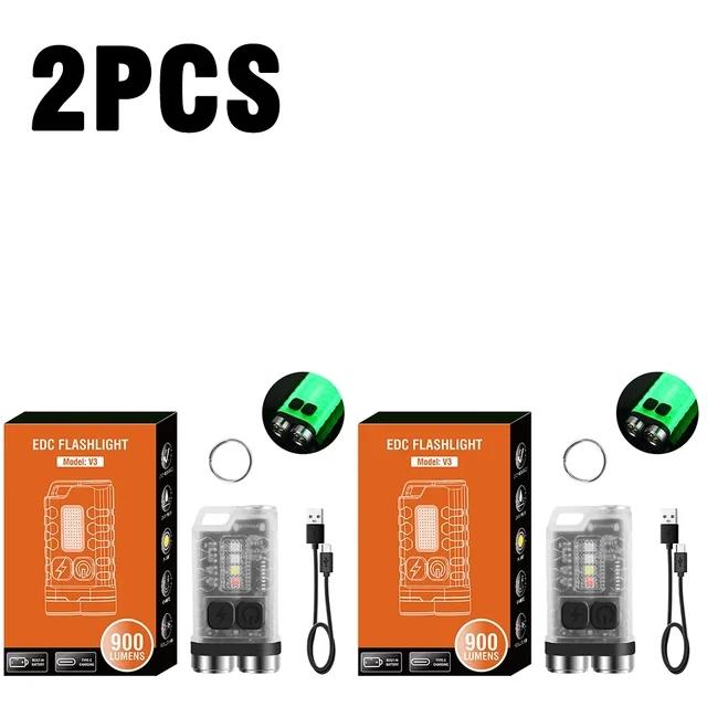 V3 EDC LED Flashlight Portable Mini Keychain Light TYPE-C Rechargeable Pocket Torch with Magnet UV Lamp Camping Fishing Lantern
