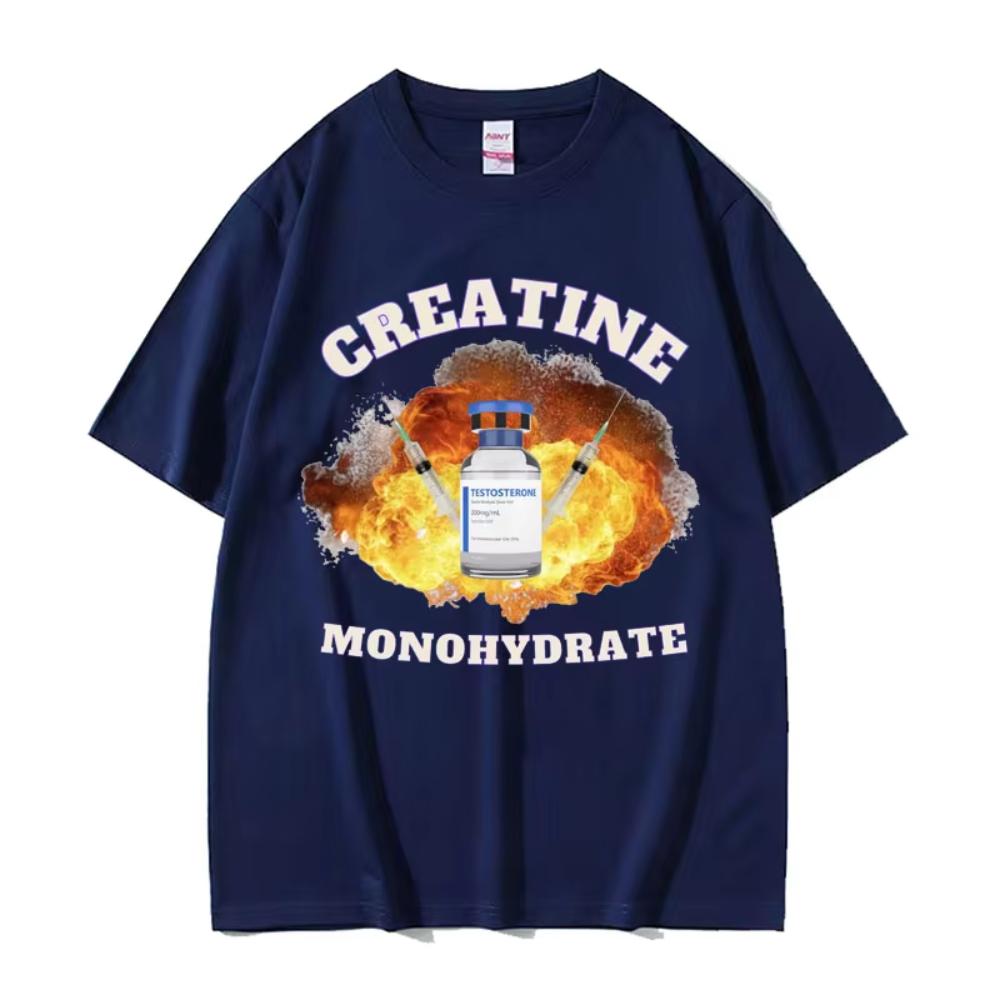 Vtipné tričko s memem na pumpu v posilovně, kreatin monohydrát, pánské, dámské, Harajuku, gotické oblečení, trička, pánská bavlněná trička s krátkým rukávem