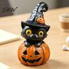 Mehrstöckige Schale Herbstdekorationen Halloween Schwarze Katze & Kürbis Harzornamente, Niedliche Schreibtischfiguren, Kreatives Geschenk für Liebhaber Cartoon Und Statue
