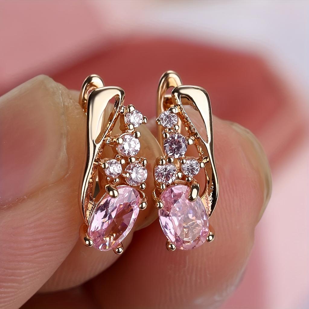 Prabangūs gėlių pakabukai auskarai su spalvotais cirkoniais Elegantiškas bohemiškas stilius vestuvėms, nuotakoms, oficialiems renginiams Renginių aksesuarai