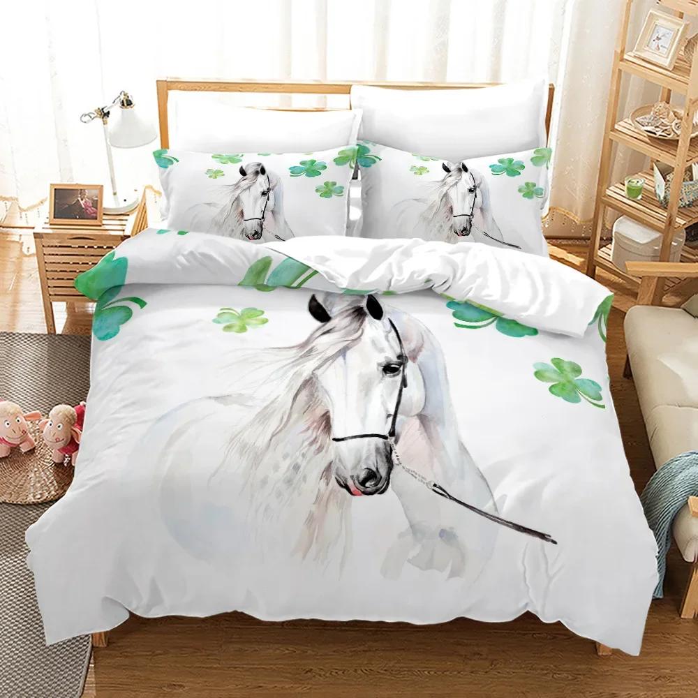 Comforter 3D Bedclothes For Rainbow Horse/Four Leaf Cloverstar Horse Zebra Animal Winter S Bedroom Set Home Textile