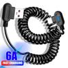 6A Elbow Spring Data Cable Retractable USB C To Type C Fast Charging Cable for Samsung Huawei Xiaomi Phone Charger Wire Cord