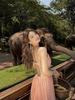 Alluring Irregular Cut-out Waist Slimming Strappy Pleated Long Dress