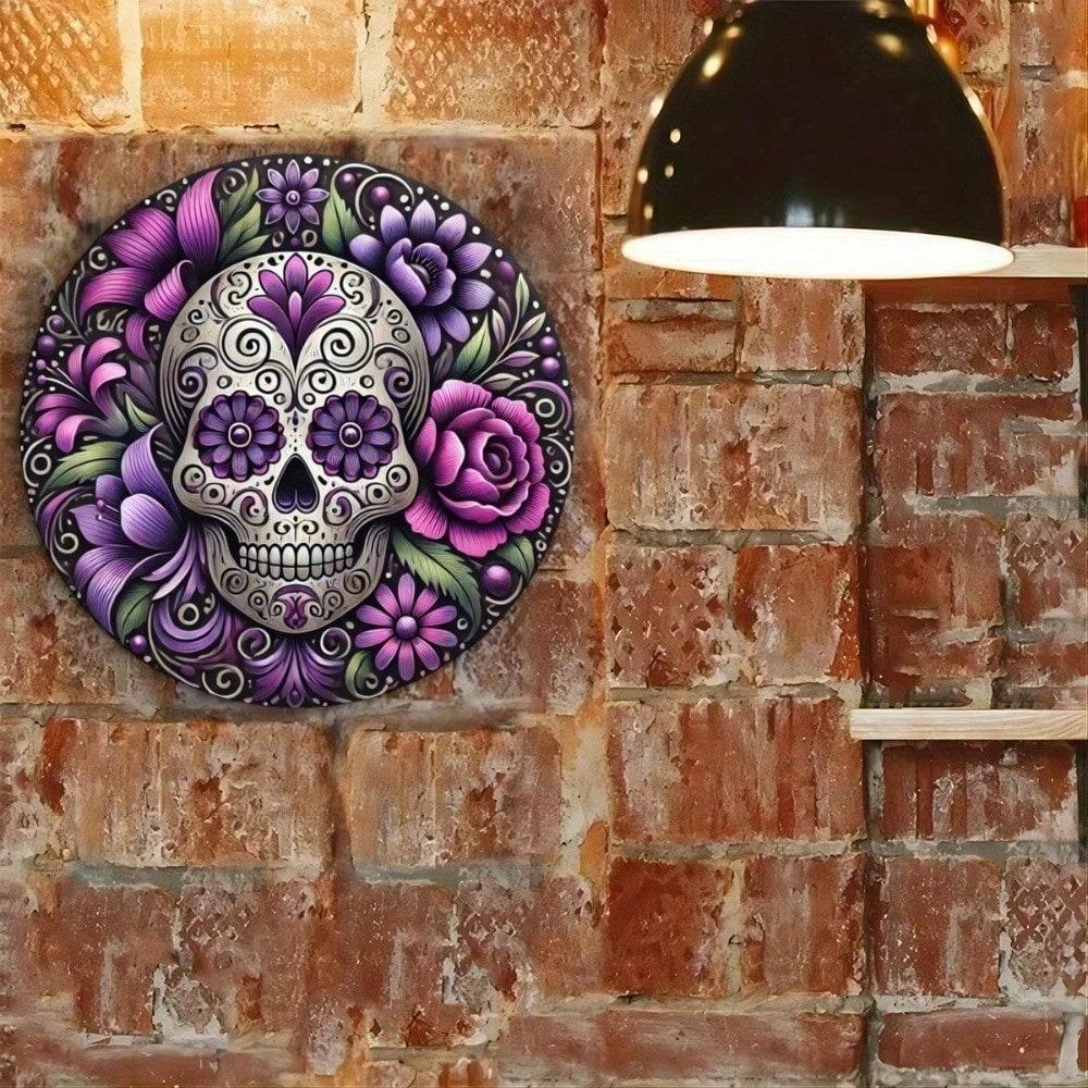 Vintage Metal Tin Sign Sugar Skull Wall Art Retro Decor For Home Bar Man Cave