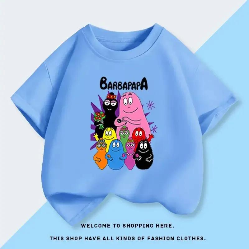 Summer New Product Barbapapa Shortsleeved Tshirts Shorts Childrens Luxury Tops Comfortable Shorts Casual Pure Cotton