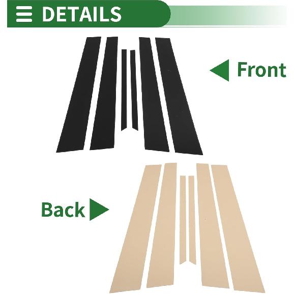 Motoforti Door Pillar Window Trim Anti Scratch Sticker Pillar Posts Door Outer Exterior Cover for Honda Accord 2003-2007 Black