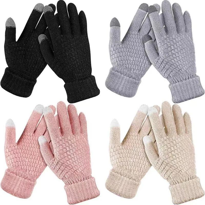 Winter Warme Gestrickte Handschuhe Touchscreen-Handschuhe für Mobiltelefone Winter Dick Warm Erwachsene Handschuhe für Männer Frauen.