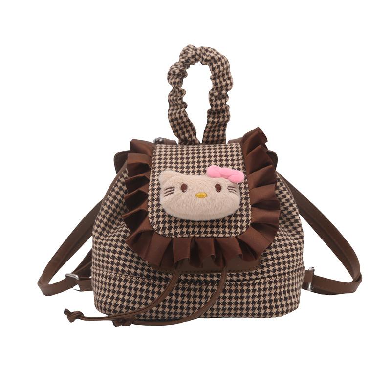 Cartoon Cute Kitten Boys And Girls Backpack Foreign Plaid Baby Schoolbag Children S Backpack Tide