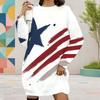 Women Plus Size Round Neck Long Sleeve American Eagle Printed Sweatshirt Mini Dress