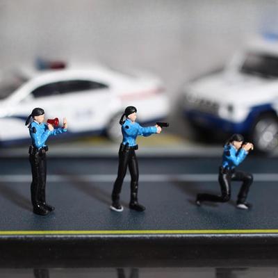 1/64 Polices Model Miniature Ornament Desktop Layout Pretend Play Toy for DIY Scene Decor