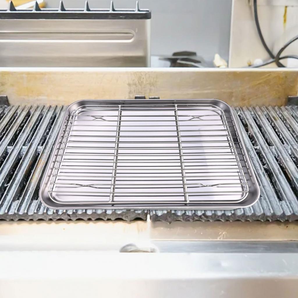 Baking Sheet Rack Set Stainless Steel Full Sides Design