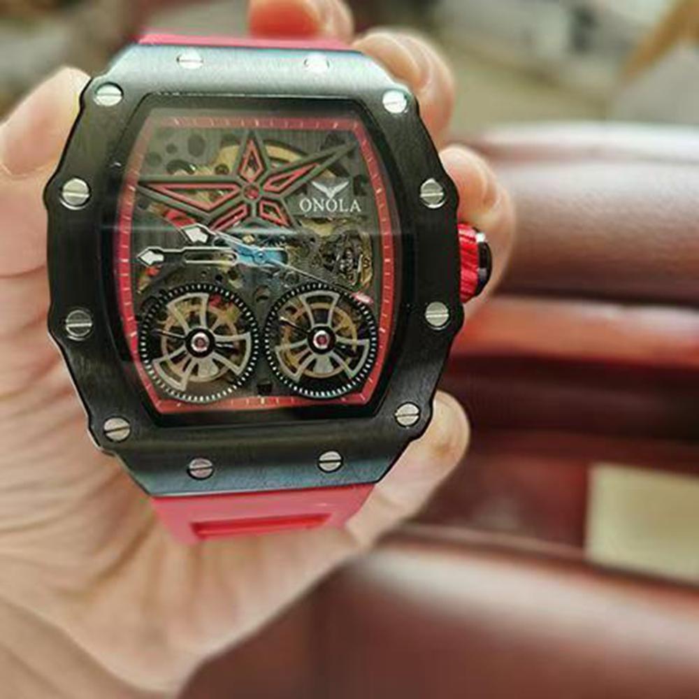 ONOLA New Fashion Mechanical Watch Flywheel Hollow Automatic Mechanical Men's Waterproof Watch