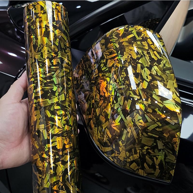 Chrome Black Forged Gloss Carbon Fiber Car Vinyl Wrap Roll Air Release Adhesive Film Decal Sheet DIY Decor